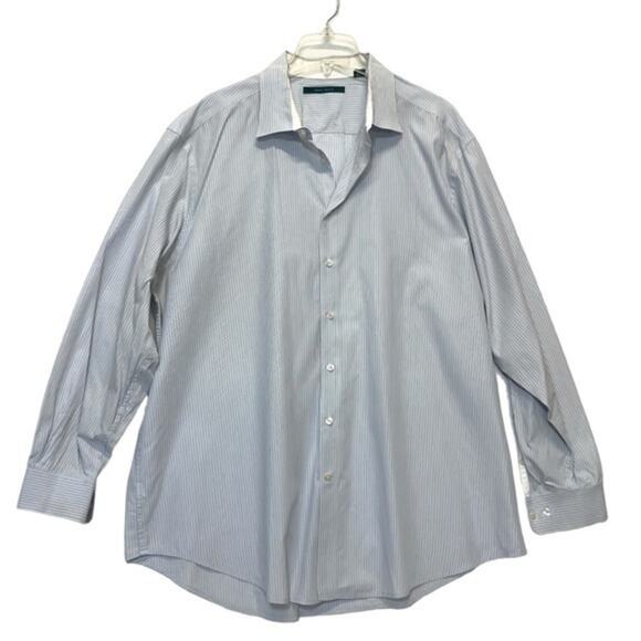 Perry Ellis Striped Button Down Shirt baby blue pinstripes cotton Men’s Size XXL - Picture 1 of 7